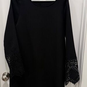 fab'rik Black Long Sleeve Dress with Lace Bell Cuffs